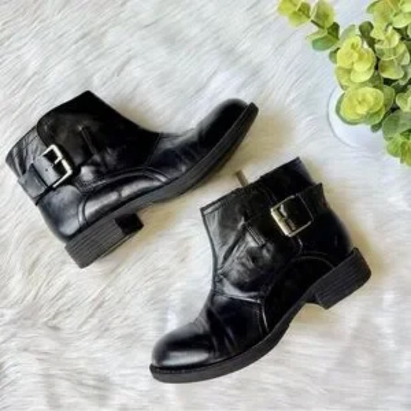 Kenneth Cole Reaction Moto Silver Side Buckle Black Ankle Boots Size 7.5 - Picture 5 of 10
